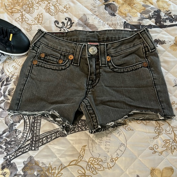 True Religion Pants - True religion grey cut off shorts with white label size 26